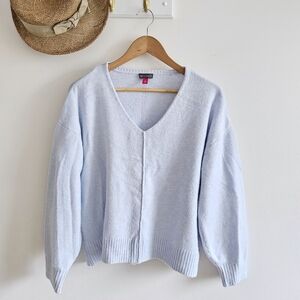 Vince Camuto Light Marine Blue V-Neck Loose Fit Women's Feminine Sweater Size M